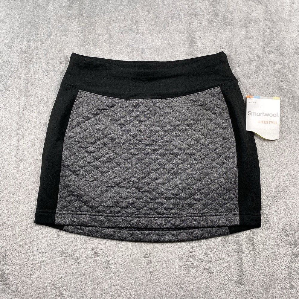 Smartwool Skirt Womens Sz XS Black Heather Merino Wool Diamond Peak Quilted NWT